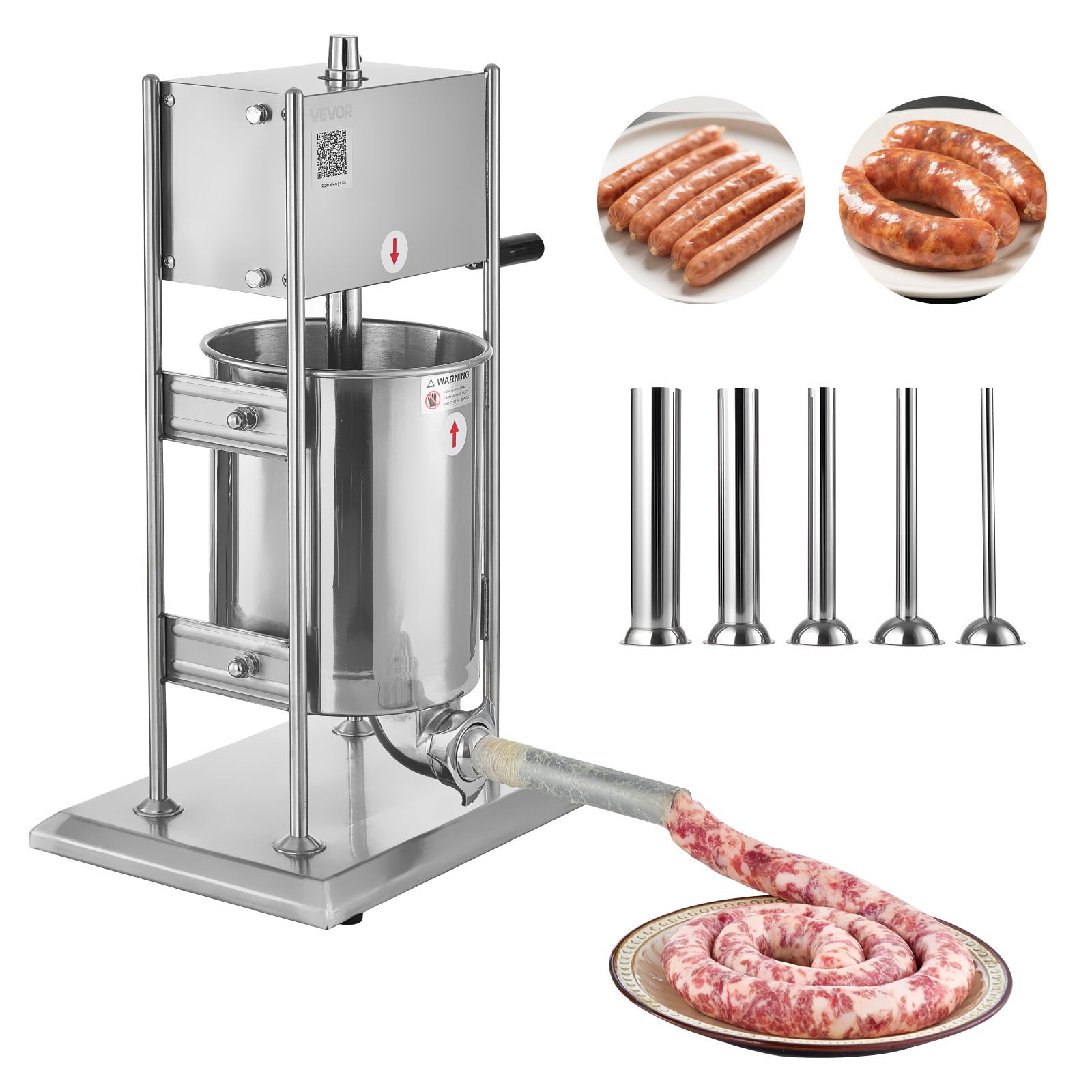 VEVOR Manual Sausage Stuffer 22 LBS / 10 L with 5 Tubes for Commercial & Home
