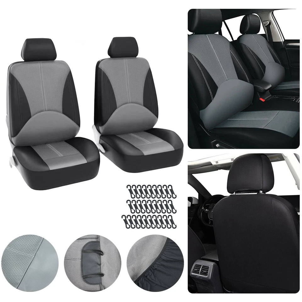 2 Front Auto Car Seat Covers Full-surround Protector PU Leather Accessory - Изображение 4 из 4