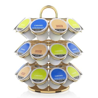 Gold K Cup Carousel 27 Pod Capacity Coffee Station Organizer for Home Office