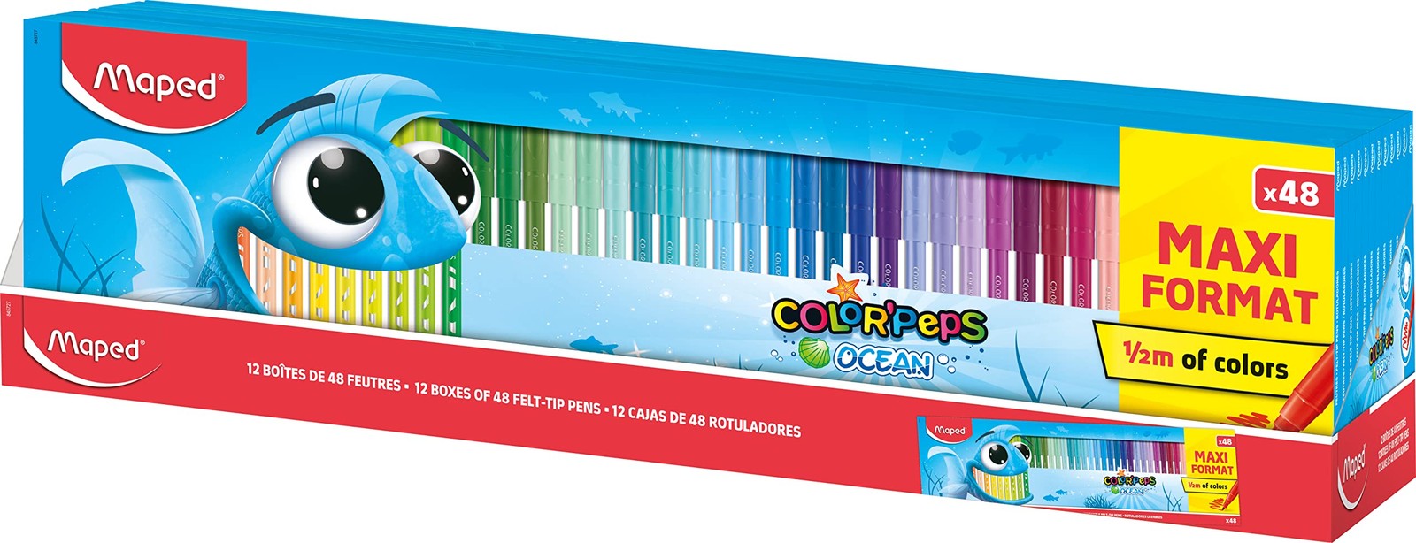 Maped - Ocean felt tip pens, pack of 48, XXL pack 1/5 m, 2 mm medium tip, perfec