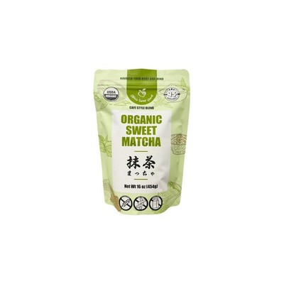 Organic Sweetened Matcha Green Tea Powder Cafe Style Blend 16 oz