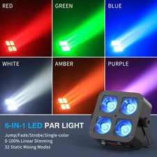 LED 4x25W RGBWA+UV Battery Powered WIRELESS DMX Par Can DJ Uplighting Up Light