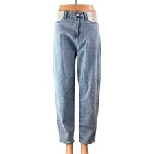 NEW Women's Blue Light Wash High Waisted Straight Tapered Denim Jeans Pants Sz M
