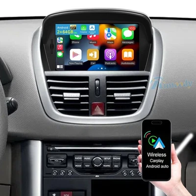 Android 15 Autoradio CarPlay NAVI GPS Für PEUGEOT 207 CC 2006-2015 BT SWC 2+64GB - Bild 1 von 4