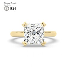 Princess Solitaire Labgrown Diamond Engagement Ring 18k Yellow Gold 5 Ct