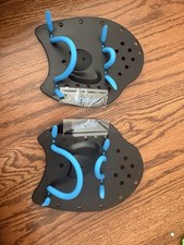 Power Swim Paddles for Lap Swimming Adjustable Straps Size Small Black New