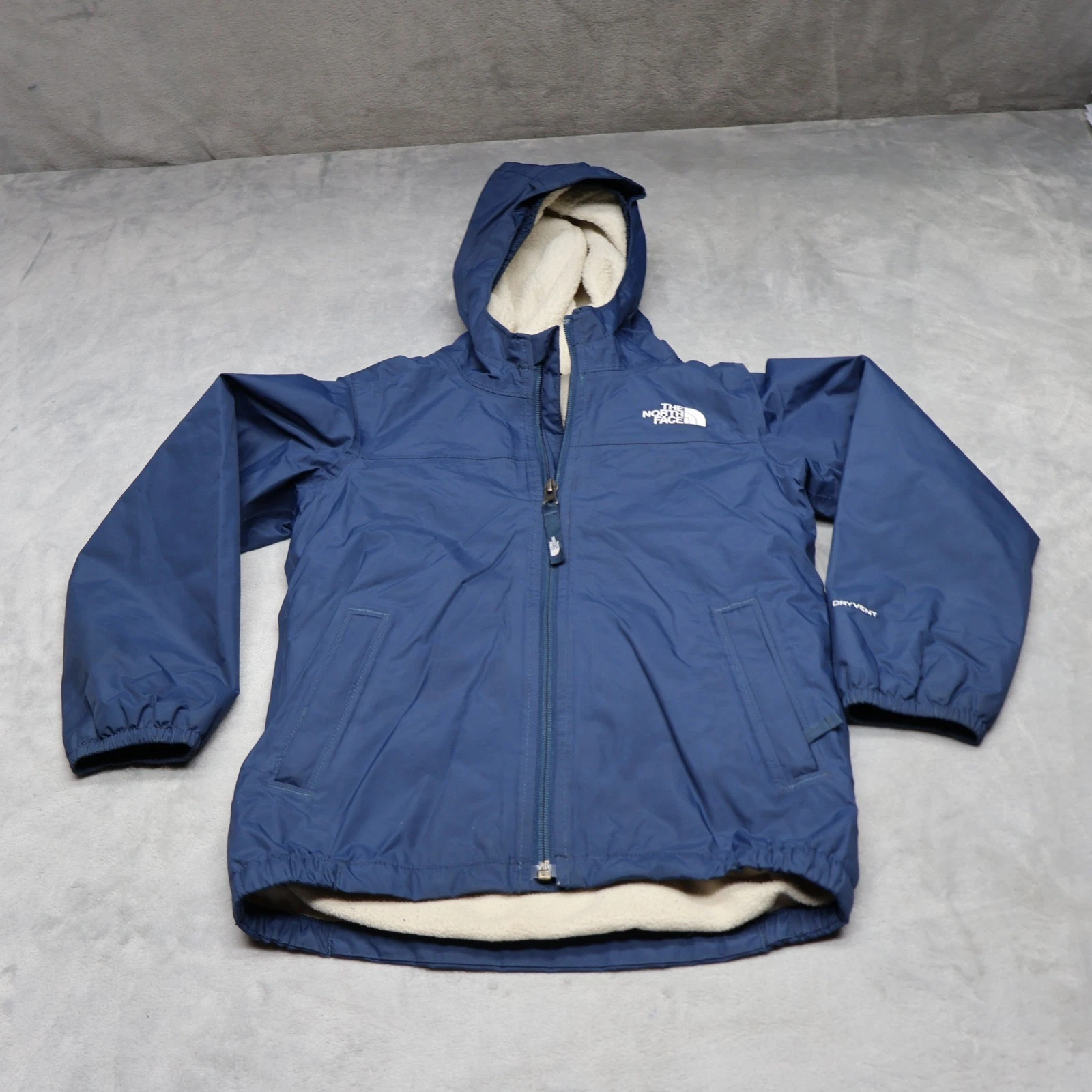 North Face Jacket Toddler 6 Blue Waterproof Hooded Fleece Lined Storm Rain Wind