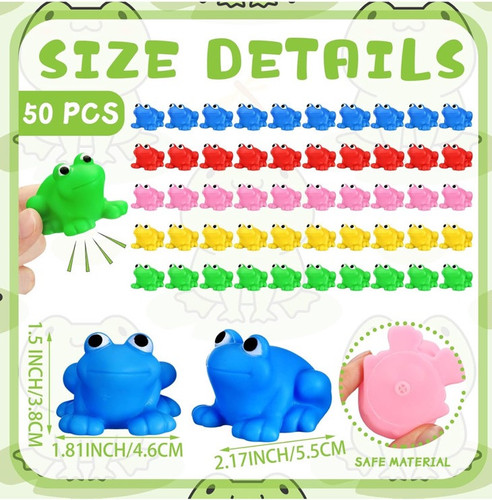 50pcs Rubber Frogs Squeak & Floating Bath And Swimming Toy - Picture 2 of 4