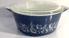 Vintage Pyrex 475-B Colonial Mist 2.5L Casserole Dish Blue Daisies Lid READ