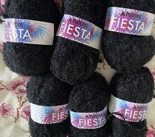 Vintage Patons Fiesta Soft and Chunky Black 6x50gram Balls Knitting Crochet