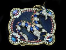 SL07159 REALLY NICE  DRAGON  ORNAMENTAL CRYSTALS FASHION ART BELT BUCKLE