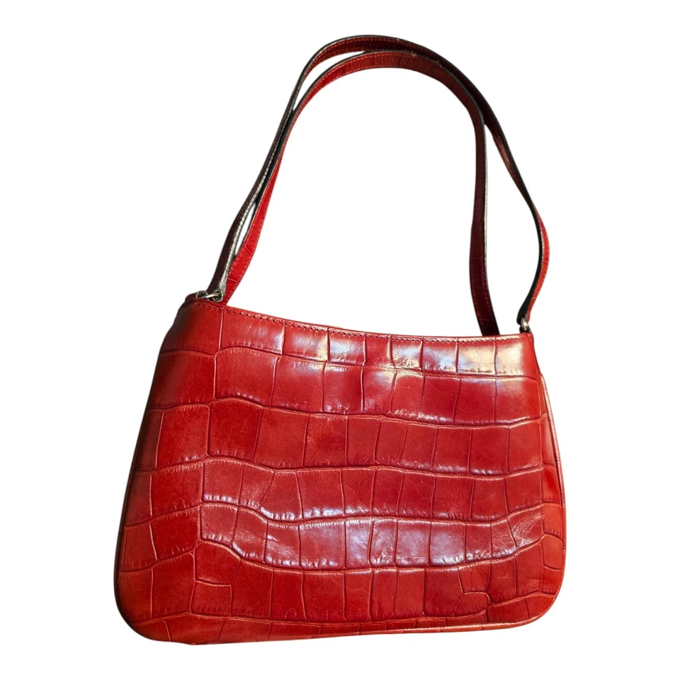 De Colección Anne Taylor Rojo Cocodrilo Imitación Cuero Bolso de Hombro Cartera Lindo Moda Kitsch Foto 2 de 4