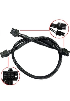 16 AWG ATX 8 Pin Male to Dual PCIe 8(6+2) Pin Male Power Sleeved Cable