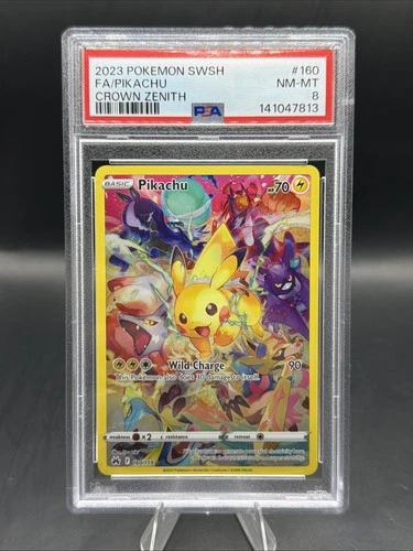 2023 POKEMON SWORD AND SHIELD CROWN ZENITH #160 FA/PIKACHU CROWN ZENITH PSA 8