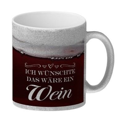 Ich wünschte das wäre ein Wein Glitzer-Kaffeebecher mit Weinmotiv