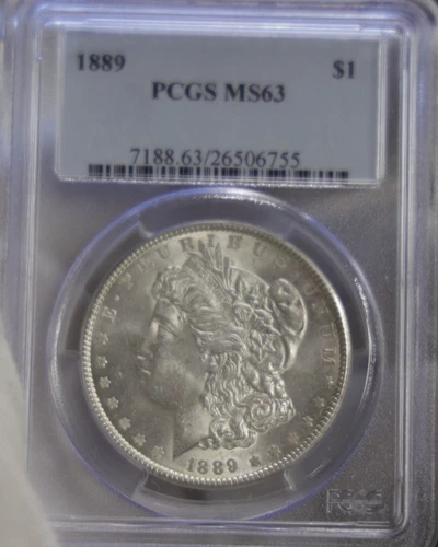 1889 US Morgan Silver Dollar $1 PCGS MS63