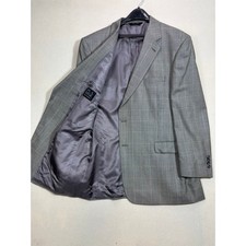 Jos A Bank Signature Collection Grey Plaid Silk Wool Blazer Sport Coat 48 Long