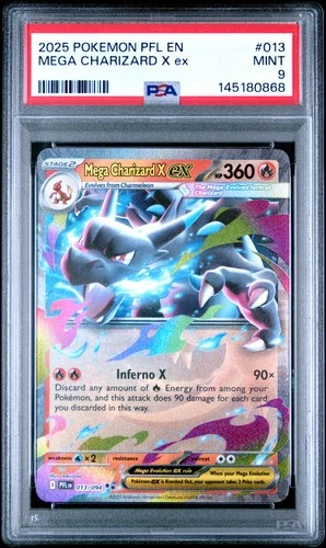 2025 POKEMON PFL EN-PHANTASMAL FLAMES #013 MEGA CHARIZARD X EX PSA 9
