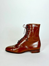 Vintage 1980's RALPH LAUREN brown leather Edwardian-inspired granny boots sz 7.5