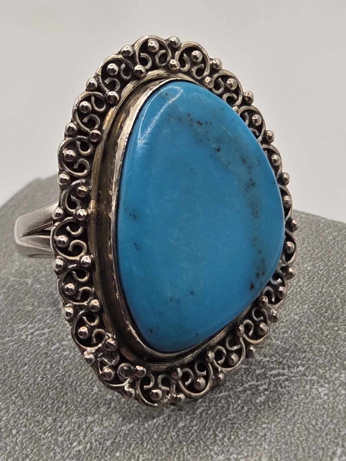 Large Sterling Silver Turquoise Statement Ring Bo… - image 5