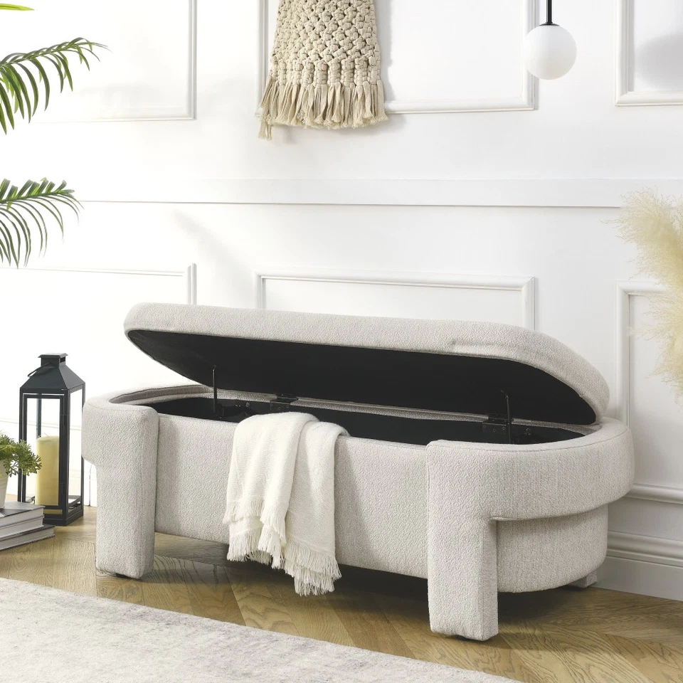 Linen Storage Bench with Extra-Large Storage Space and High-Density Seat Foam - Image 2 of 4