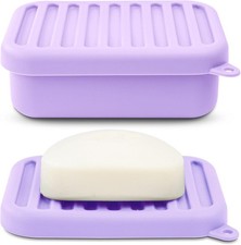 Superior Leak-Proof Silicone Travel Soap Case W/ Drainage Lid/Layer Compact Bar