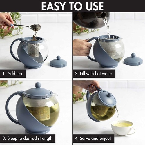 Teapot with Removable Infuser, Glass Tea Maker with Reusable Fine Mesh Stainless - Picture 8 of 9