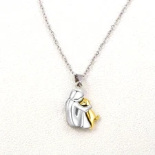 Hug Pendant Necklace Pet Dog Lover Women Fashion Girl Golden Silvery Unique Gift