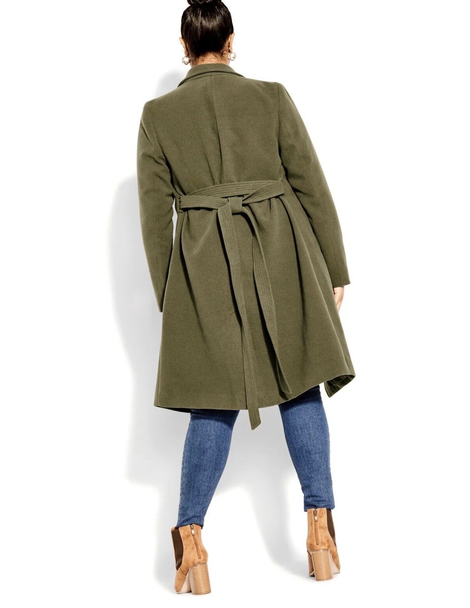 New EVANS City Chic Women’s Plus Size Sassy Military Coat Khaki 14 plus