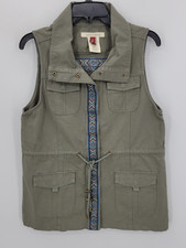 Stetson Vest Womens Small Green Cinch Waist Aztec Trim Pockets Boho Western