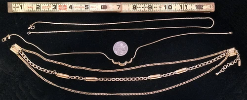 Vintage Costume Jewelry 3X Monet Necklace Gold-Tone Herringbone & Multi-Strand