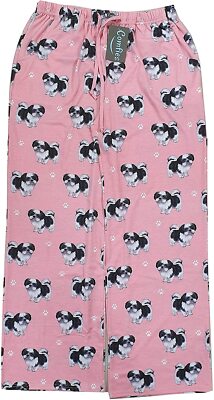 Shih Tzu Unisex Lightweight Cotton Blend Pajama Bottoms- Medium