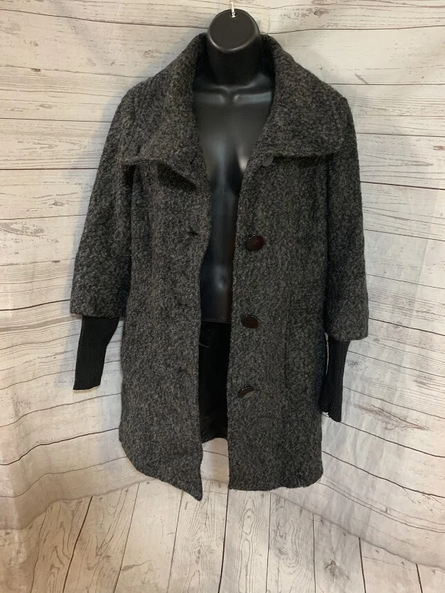 Abrigo para mujer Mossimo con botones delanteros de un pecho negro/gris talla M Foto 2 de 4