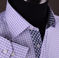 Purple Luxury Checks Business Dress Shirt With Money Luck Inner Lining Design