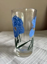 Rare Boscul 8 oz Swanky Swig Peanut Butter Glass Blue Dwarf Iris In Exc Cond