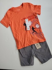 Levis 511 Slim Shorts Sonoma Shirt Shorts Set Gray Orange Baseball Boy's 5 NWT