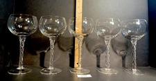 5 Hand Blown Glass Spiral Stem Modern Wine Water Goblets China