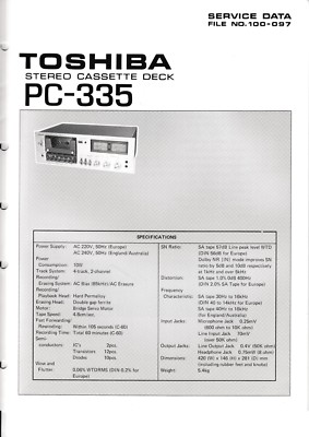 Service Manual Guide for Toshiba PC-335