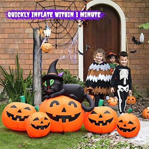 5FT Halloween Inflatable Pumpkin Outdoor Decoration, Lighted Blow Up Yard - Picture 4 of 7