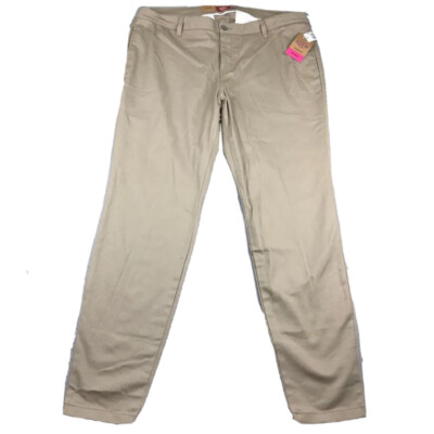 Dickies Pants Womens 18 Brown Skinny Leg Perfect Fit Mid Rise Juniors NWT 