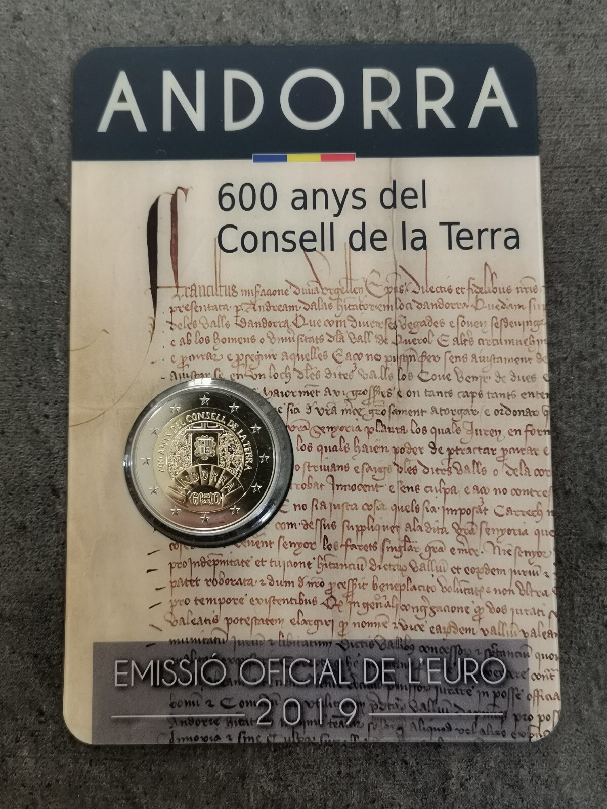 COINCARD 2 EURO ANDORRE 2019 / CONSEIL DE LA TERRE / ANDORRA EUROS