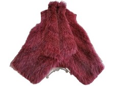Theory Luxury Fur Vest Atlanta Ermy Knitted Fur Vest & Wool Shawl $1315 M Maroon