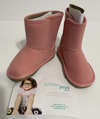 Carters Toddler Girl Pink Faux Suede Boots With Faux Fur Lining Sz 7 New