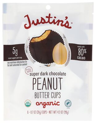 Justins  Peanut Butter Cup Super Dark Chocolate 4.2 oz Pack Of 1