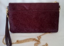 Monserat De Lucca Pelo Plum Calf Hair Leather Pouchette Crossbody Wristlet