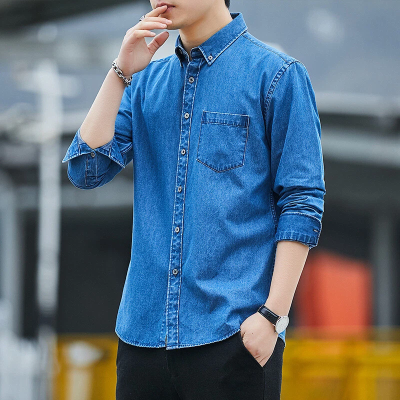 Light denim shop long sleeve shirt