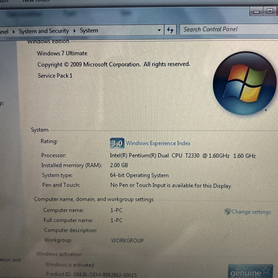 Samsung Q70 Intel T2330 2gb RAM 120gb HDD DVD *Missing Keys* - Image 4 of 4