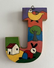Hand Painted Wooden Letter J: Farm animal decor / kid's or baby room wall art