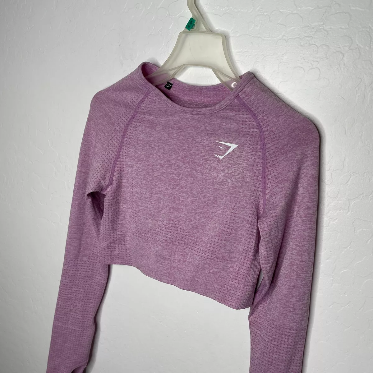 Gymshark Vital Seamless Long Sleeve Crop Top XS Purple Pink Marl