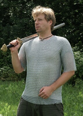 Battle-Merchant Kettenhemd a Stahl kurzarm verzinkt Wikinger Mittelalter Kostüm 